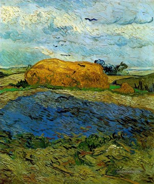  Vincent Werke - Heuschober unter einem regnerischen Himmel Vincent van Gogh